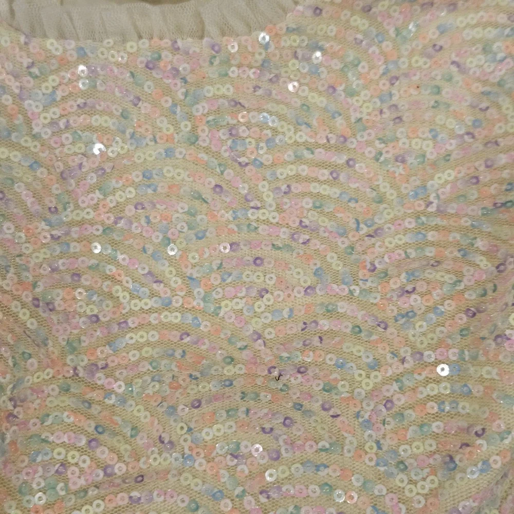 Jona Michelle Yellow Pastel Rainbow Sequins Easter Spring Tulle‎ Dress Size 7
